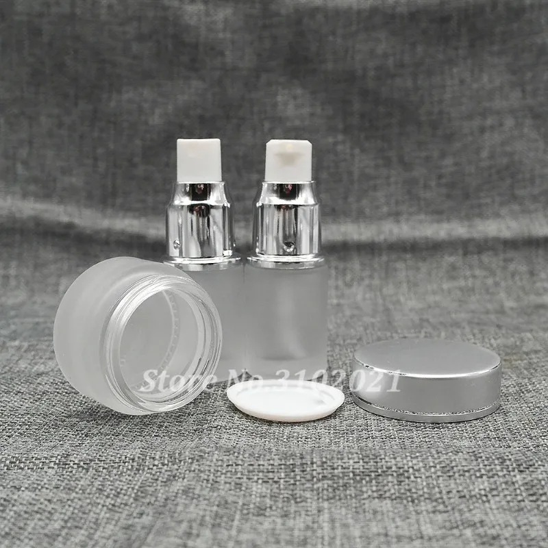 2/10pcs 5/10/20/30/50g Empty Dull Polish Glass Facial Cream Jar Pot 5/15/30/50ml Toner Sprayer Atomizer Lotion Emulsion Bottles