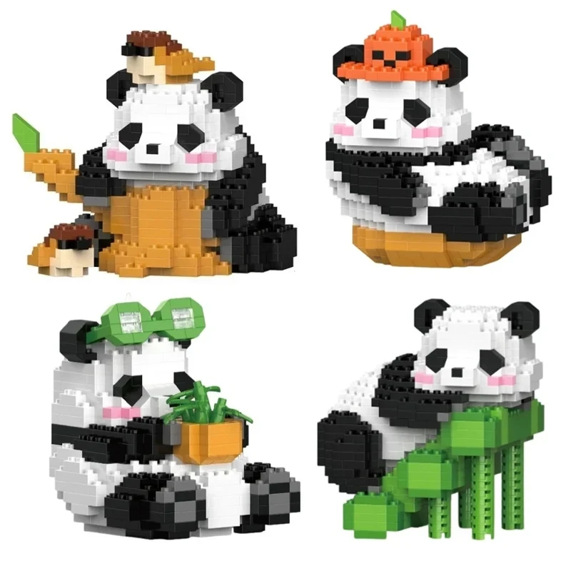 Mini Cute Panda Micro Building Blocks 3D Diamond Model Animals Bricks DIY City Construction Toys for Children Kids Gift