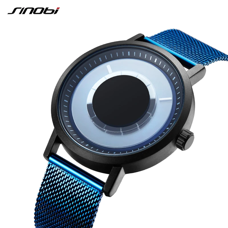 SINOBI Creative Original Design Men\'s Watches Fashion Stainless S Man Quartz Wristwatches Blue Top Brand Male Relogio Masculino