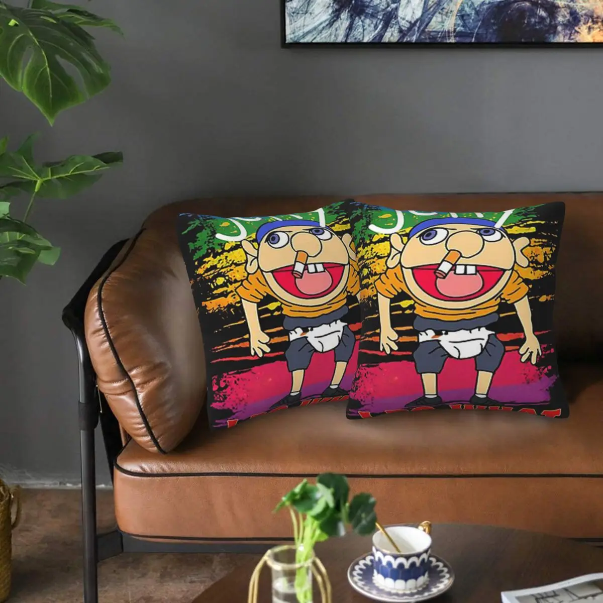 SML Jeffy 2 قطعة غطاء وسادة مربع وسادة بسحاب ديكور مريح رمي وسادة للسيارة المنزلية