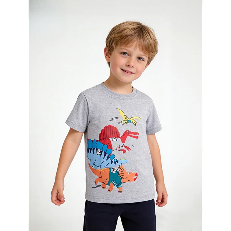 

Summer3-8Year-Old BoyTCartoon animal dinosaur print round-neck children's short-sleeve shirt