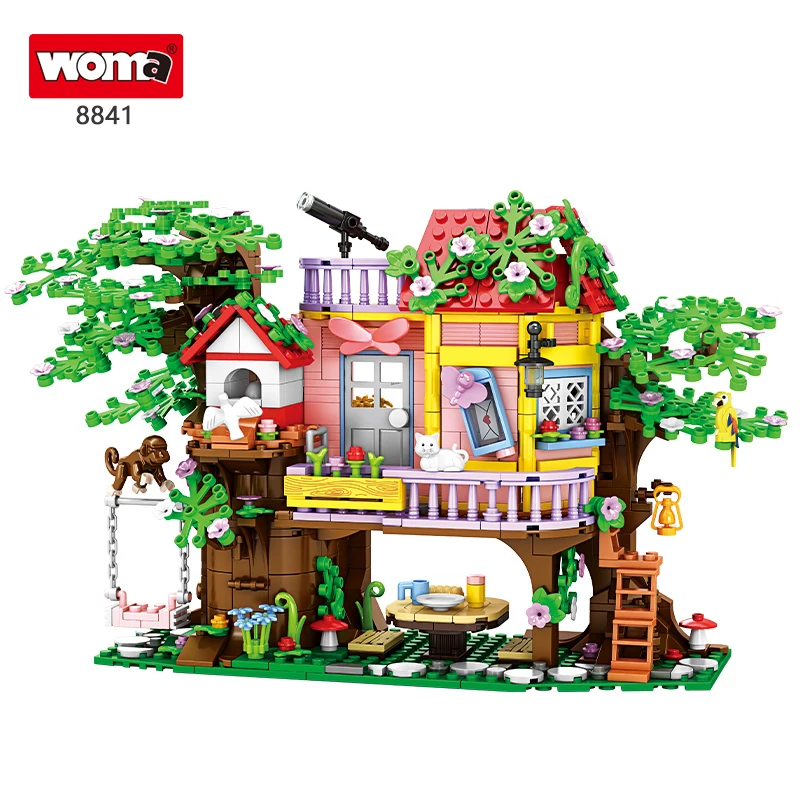 Kinderen Creatieve Boomhut Model Mini Micro Diy Baksteen Bouwsteen Set Kinderen Bouw Voorschoolse Leerling Speelgoed Spelen