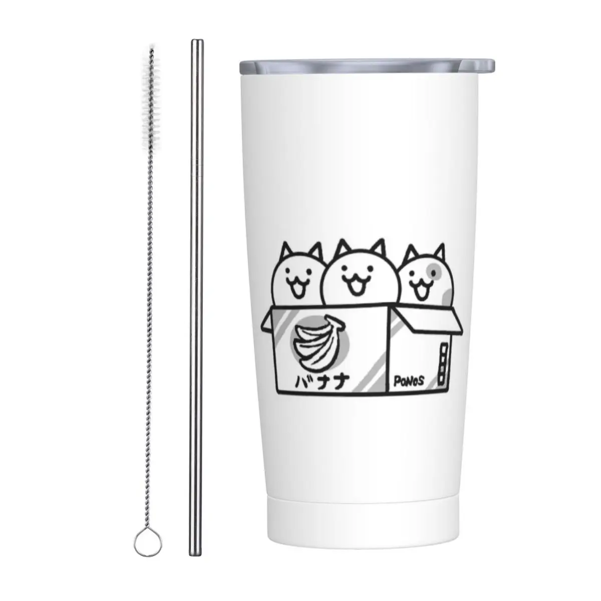 Battle Cats Stainless Steel Tumbler Vacuum Insulated Mug Thermal Cold Cup Straws With Lid 20oz