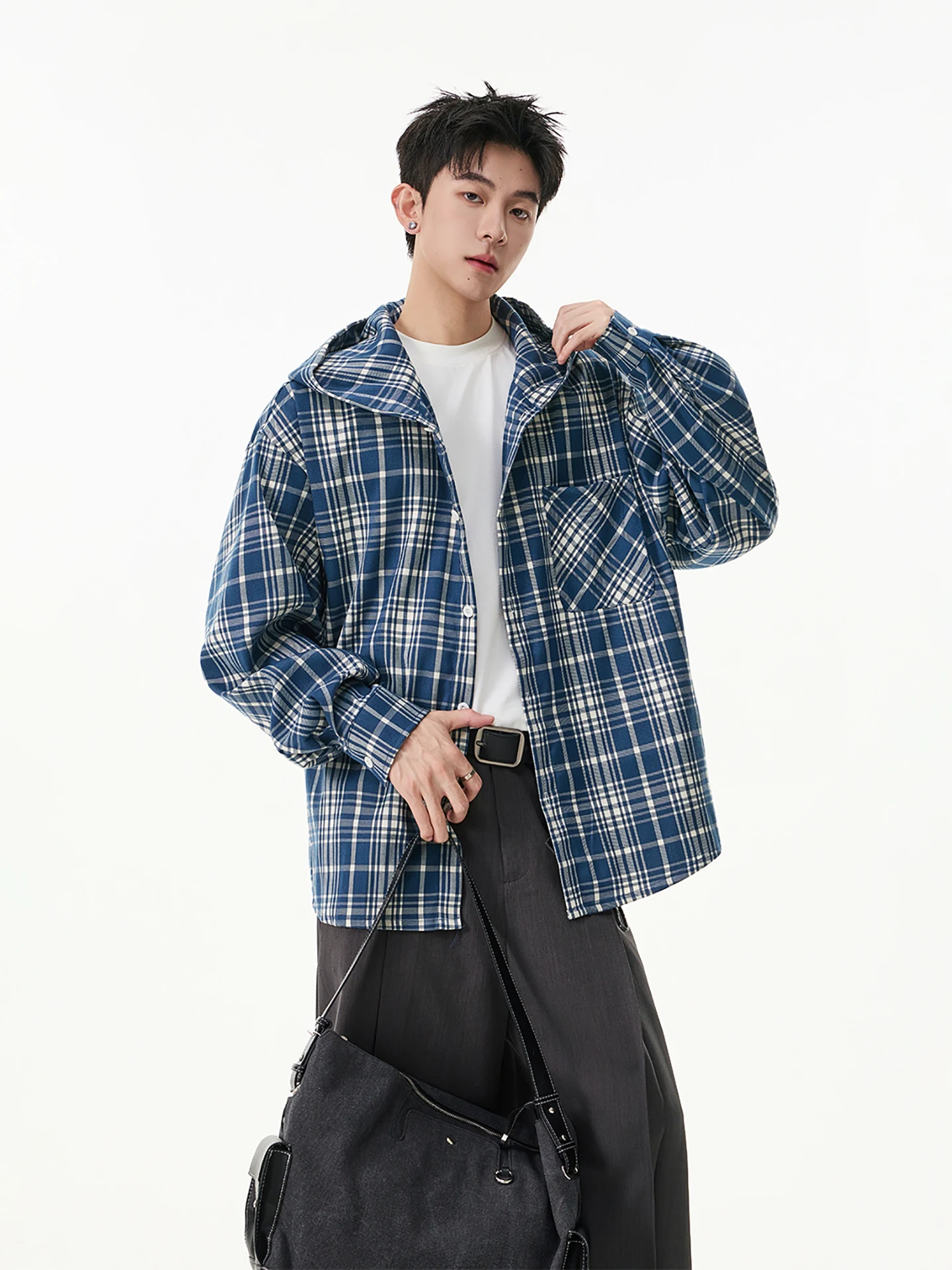 

Boyue Japanese Sle College Plaid Long Sve Hoodie Casual irt ex Outerwear Spring Autumn Wear for Youth And Couples