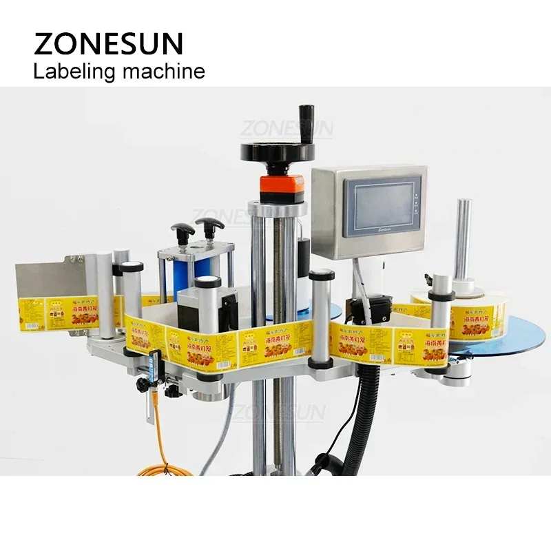 ZONESUN ZS-TB852 자동 원형 버킷 라벨링 기계 탁상용 항아리 라벨 어플리케이터 스티커 라벨러 라벨 디스펜서