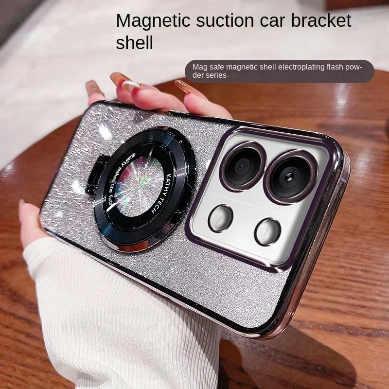 Для Xiaomi POCO M6 Pro 4G чехол с мягким блеском и кольцевой подставкой, тонкая защитная задняя крышка для POCO M6 M6Pro, чехол для телефона