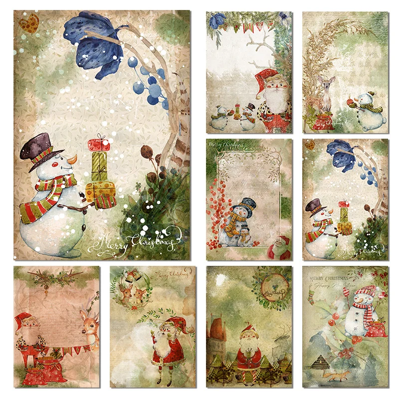 Christmas Design Rice Paper Retro Vintage Snowman Decoupage Pattern Papers for Scrapbooking DIY Junk Journal Decoration Craft