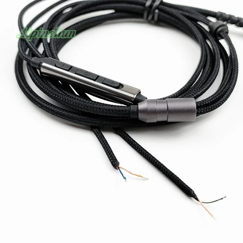 3,5mm 4-Pole Jack DIY Kopfhörer Kabel Kopfhörer Reparatur Ersatz Nylon Tuch Draht Kabel mit Mic Dicken Durchmesser 3,0mm Schwarz