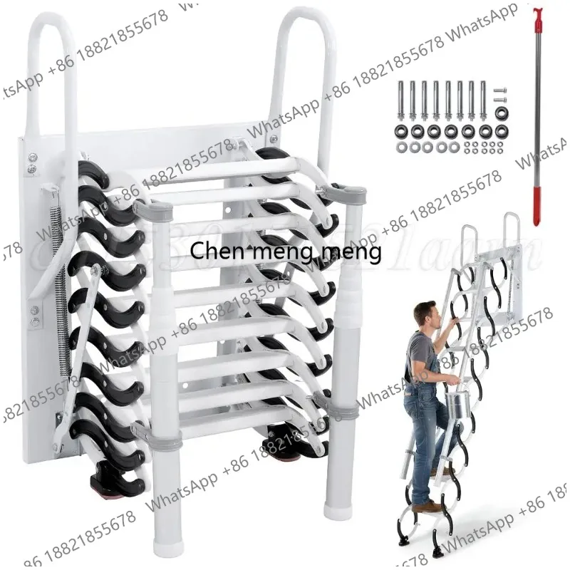 

9/11Steps Invisible Pull Down Stairs Retractable Attic Telescopic Staircase Wall-Mounted for Storehouse Basement