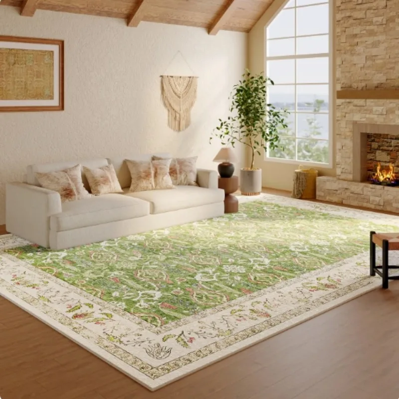 

VIKAMA Summer Green Moroccan Style Square Rug Pad Soft Comfortable Non-Slip Anti-Static Bedroom Sofa Living Room Home Decor Rugs