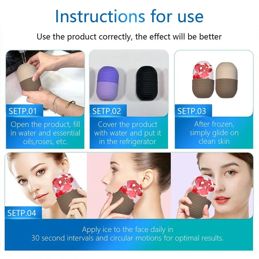 1pc novo rolo de gelo de silicone reutilizável face lifting cubo facial de gelo reduzir inchaço encolher poros ferramentas de cuidados com a pele para rosto e olho