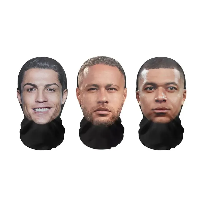 قناع وجه المشاهير المطبوع ثلاثي الأبعاد - قناع شبكي بنمط نجمة لعبة الكرة المضحكة، غطاء رأس تنكري قابل للتنفس لدعائم الهالوين/الحفلات