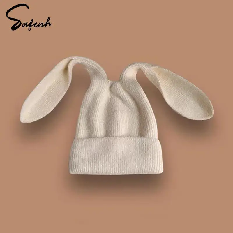 Skullies Beanie Lange Ear Muts Gehaakte Gebreide Mutsen Schattige Bunny Muts Konijnenoren Hoeden Voor Vrouwen Winter Warme Pet