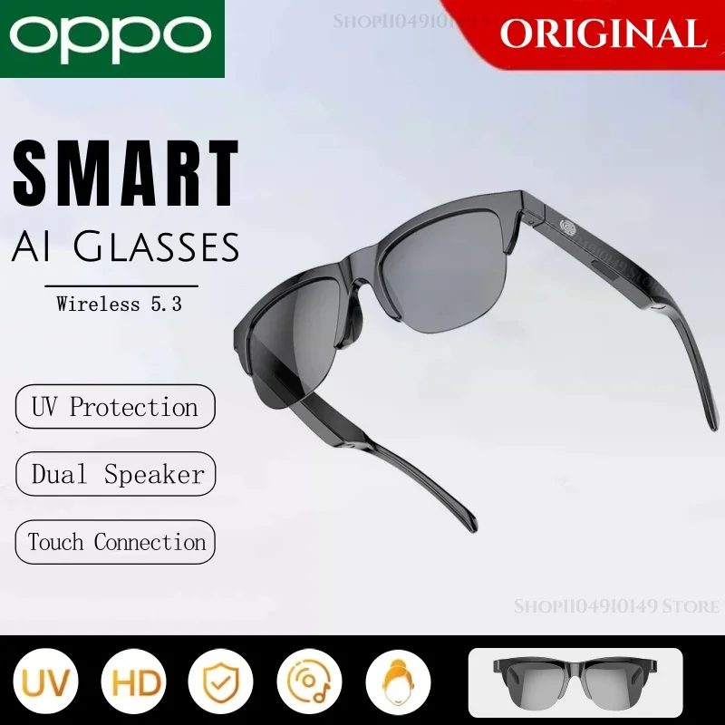 

OPPO Smart AI Glasses Wireless Bluetooth5.3 Earphones Anti-glare HIFI Black Technology UV Sunglasses Original For Men Women