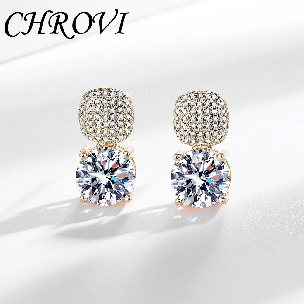 Exquisite 925 sterling silver diamond-encrusted square zirconia stud earrings for women - simple, small, versatile jewelry. view 3