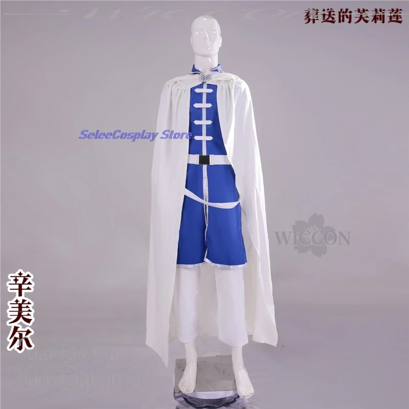 فريرين: ما وراء نهاية الرحلة تأثيري هيميل أنيمي زي أبيض طويل كيب أزرق موحد حزام الباروكات عيد الميلاد حفلة الهالوين كوس