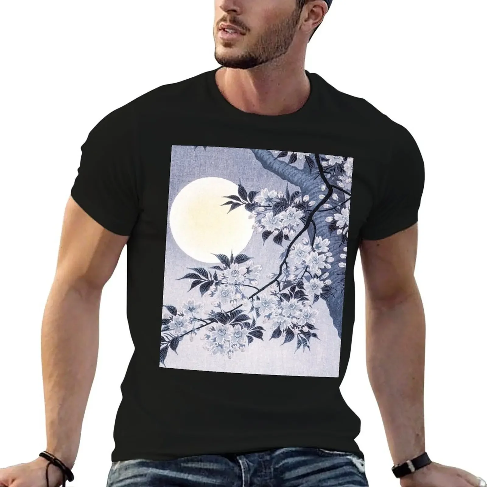 Blossoming Cherry on a Moonlit Night (ca. 1932) by Ohara Koson. art gift for art lovers T-Shirt