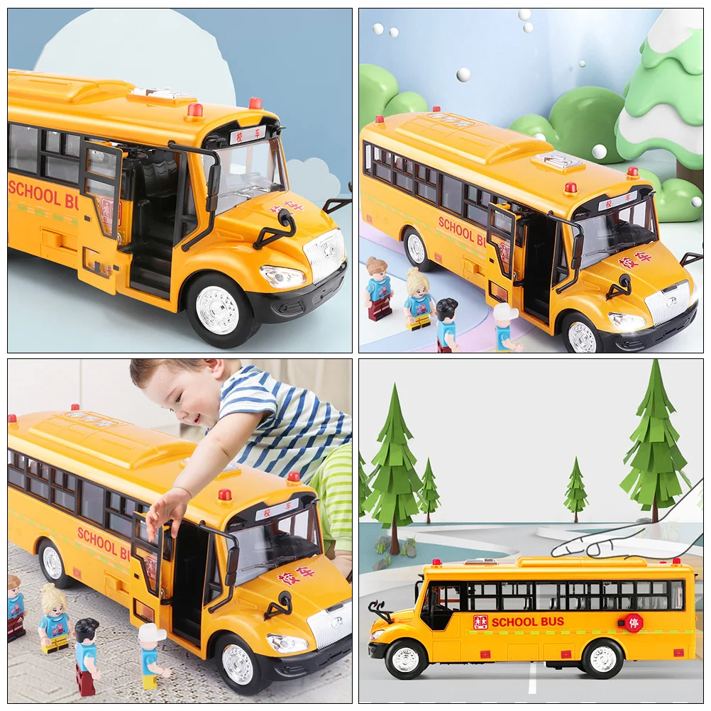 Children’s Toys Sound and Light School Bus Educational Plaything Kids Baby Yellow Model