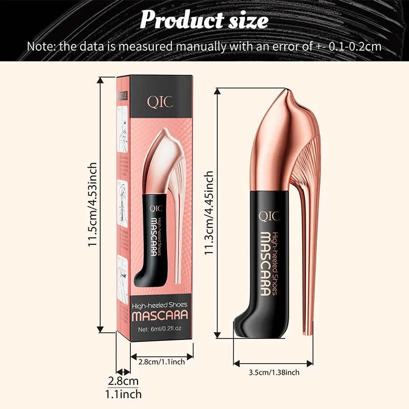 Rímel de ondulação 3D com varinha em forma de calcanhar levanta cachos e alonga os cílios à prova d'água fórmula sem aglomeração para volume natural 1 peça