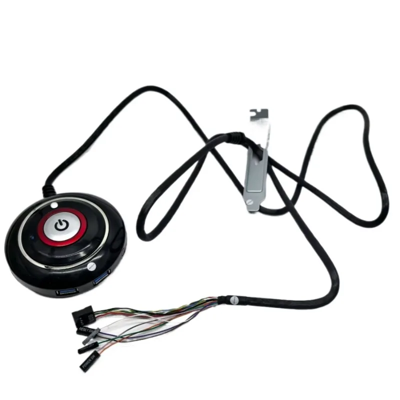 PC Desktop Power Reset Switch Button ON OFF LED Status Light Dual USB Plug Bracket Mount Net Cafe