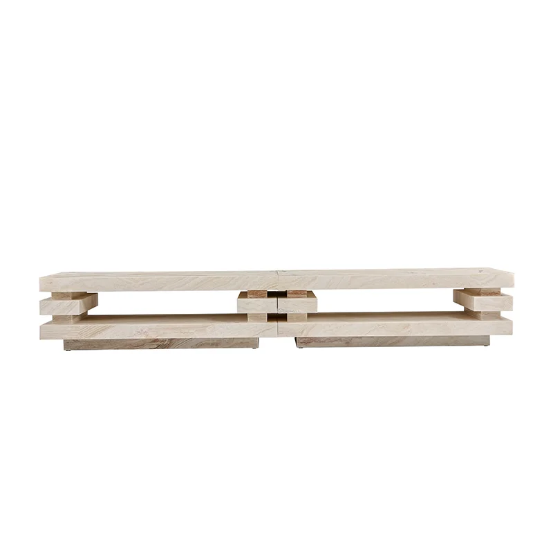 Hot Sale Modern Natural Marble TV Stand with Storage for Living Room Apartment Hotel-Fits 65