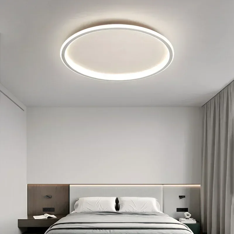 Modern LED Ceiling Light Home Decor 20/30/40/50/60CM Dimmable Round Lamp Bedroom Living Room Black White Fixture Lighting Lustre