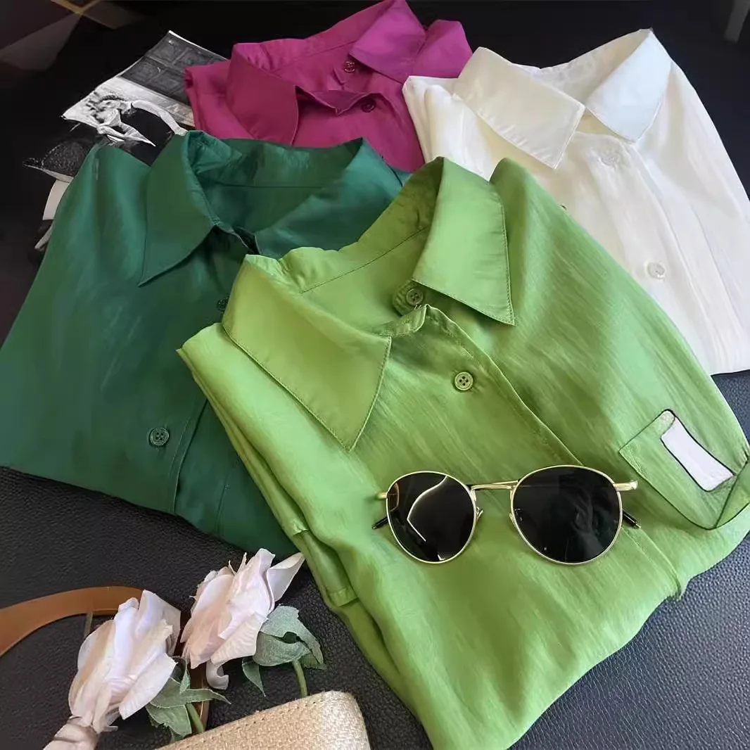 

Women Long Sleeve Shirt, Lyocell Tops, Lazy Style, Loose, Light, Breathable, Colorful, Sunscreen Shirt, Women's Tops