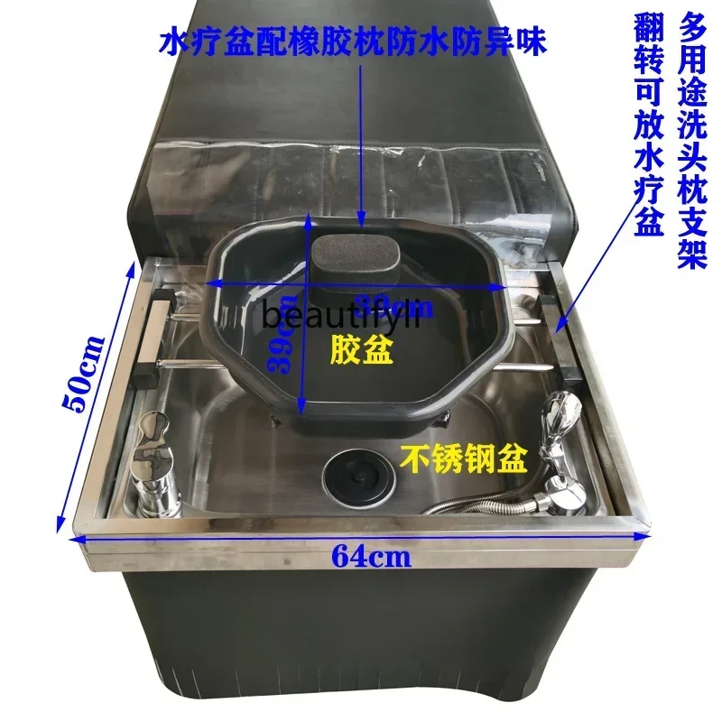 zGxxzLying كرسي شامبو تايلاندي بالكامل، حامل حوض من الفولاذ المقاوم للصدأ، استعادة الشعر، متعدد الوظائف، متكامل للوجه