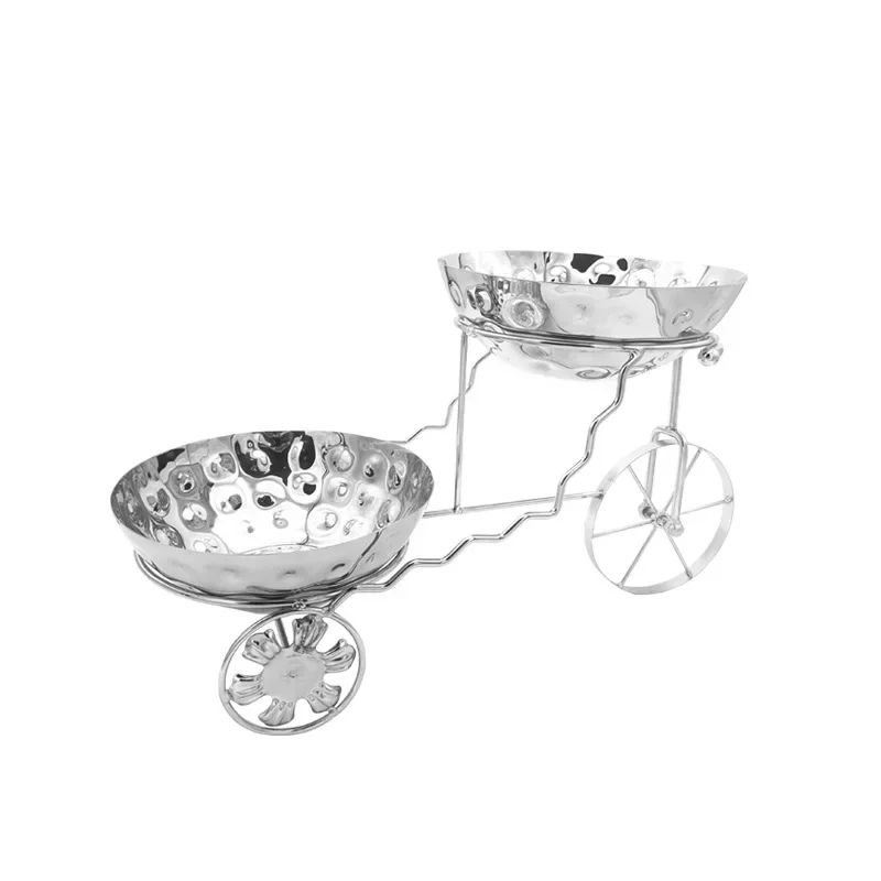 Stainless Steel Hammer Fruit Plate with Seat Hotel Buffet Fruit Salad Plate Restaurant Banquet Hammer Point Basin