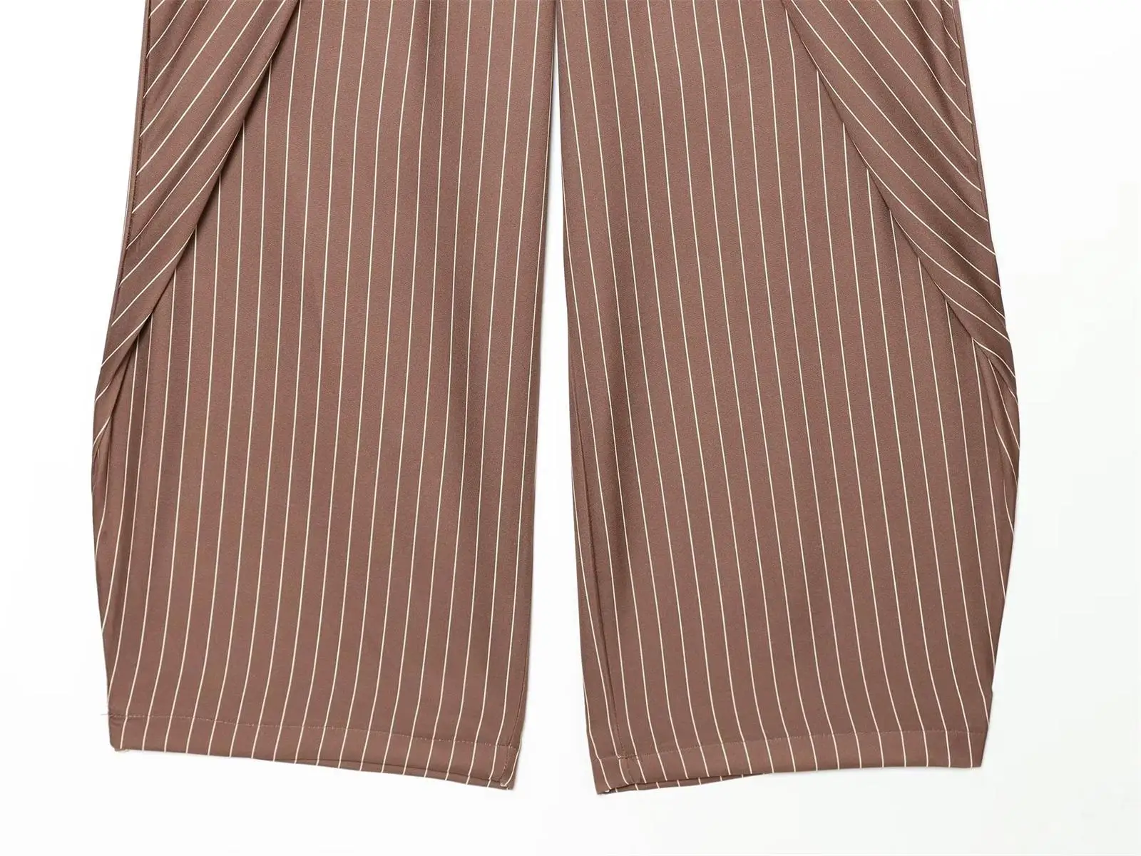 TFMLN Damen Mode Weite Hosen Vintage Hohe Taille Reißverschluss Lässige Gerade Hochgeschnittene Plissierte Lange Hosen Neu – Detail 18