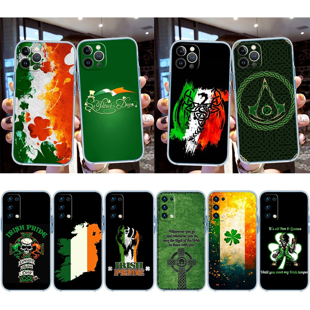 Phone Cases Ireland - غطاء هاتف شفاف بعلم أيرلندا لهواتف