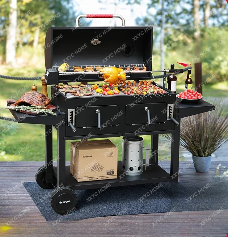 

Courtyard Barbecue Grill Household Large American BBQ Charcoal Barbecue Grill Outdoor Stew Oven Tool