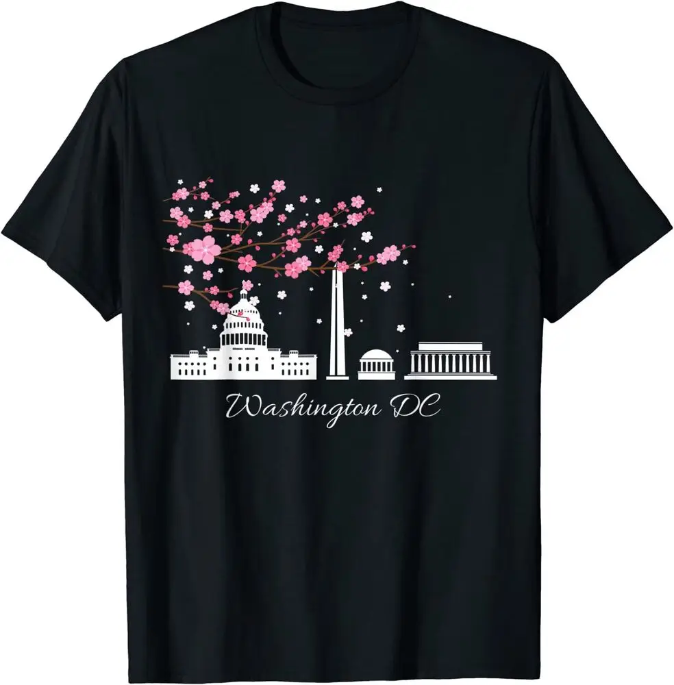 

Washington Cherry Blossoms Monuments Memorials T-Shirt Unisex T-shirts For Man Woman Short Summer Tees Luxury Brand