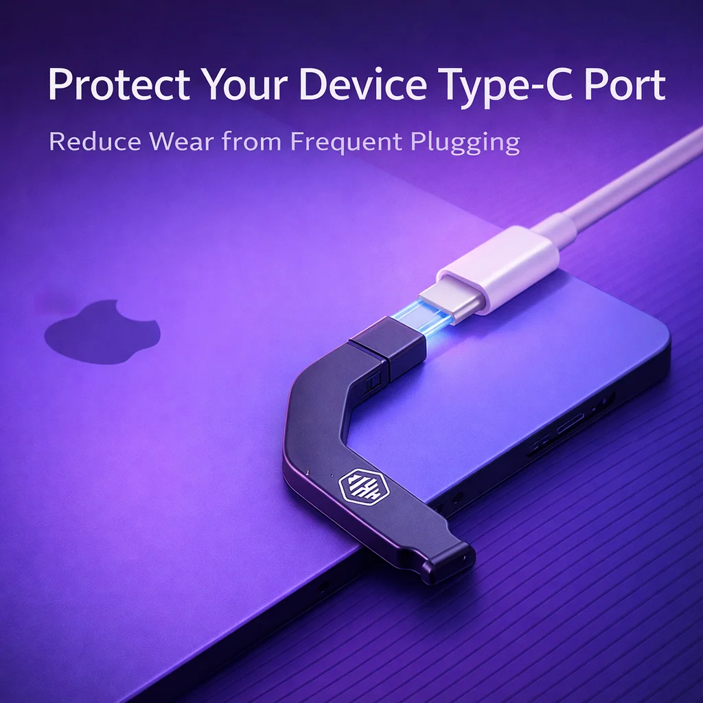 Right Angle Type-C Adapter with FPC Cable, Reduce Plug Wear, 60W Charging, Audio & 10Gbps Data Support