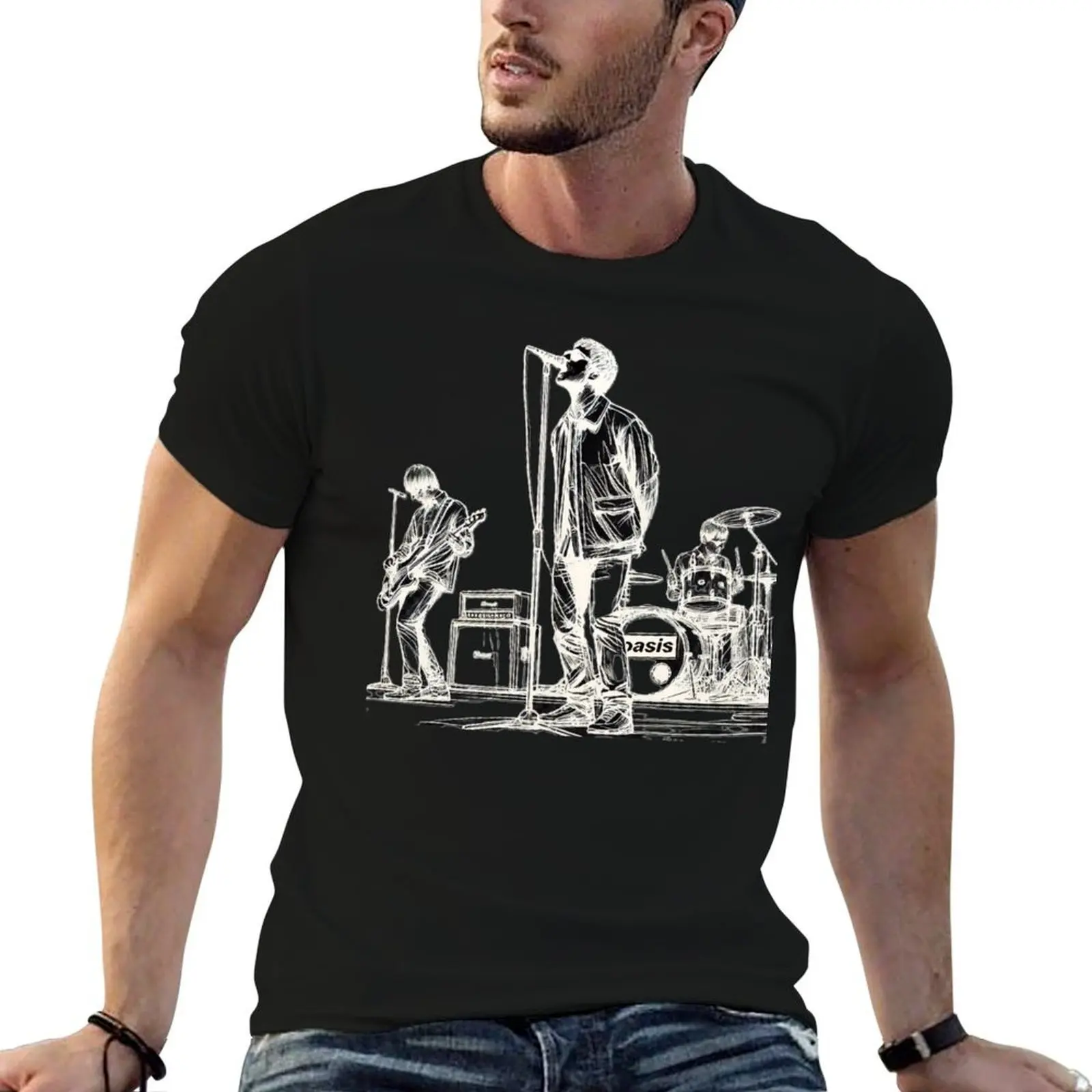 

Oasis inspired line drawing Liam and Noel Gallagher T-Shirt funny t shirts man t shirt man casual t shirts cotton 100% T-Shirt