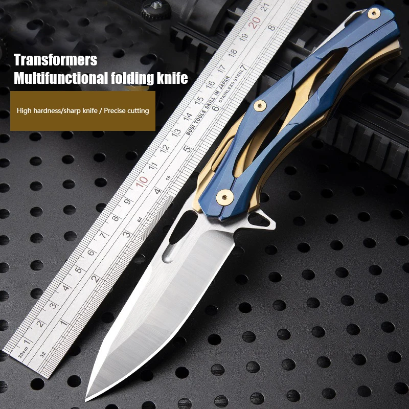 Transformers Outdoor Folding Knife Field Survival Tactical Folding Knife Defense Knife Bearing Quick Open All Steel