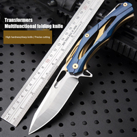 Transformers Outdoor Folding Knife Field Survival Tactical Folding Knife Defense Knife Bearing Quick Open All Steel