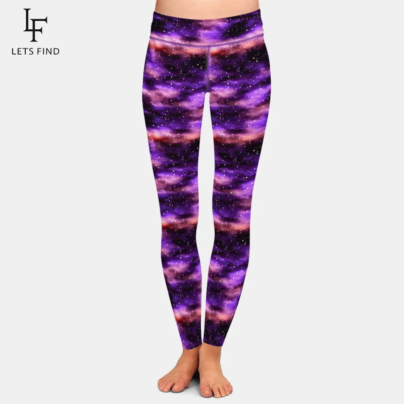 LETSFIND – legging de Fitness taille haute pour femme, legging Double face en soie de lait brossé, imprimé galaxie, beau, 220g/m2