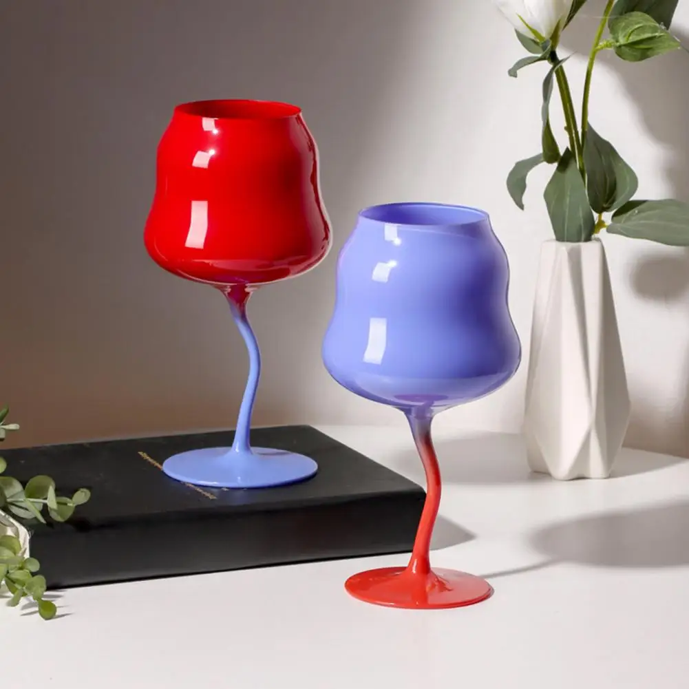 Twist Glass Cup Unique Base Glass Cup Wave Glass Goblet Set Decorative Cocktail Glassware for Wine Juices Novelty Bar for Unique