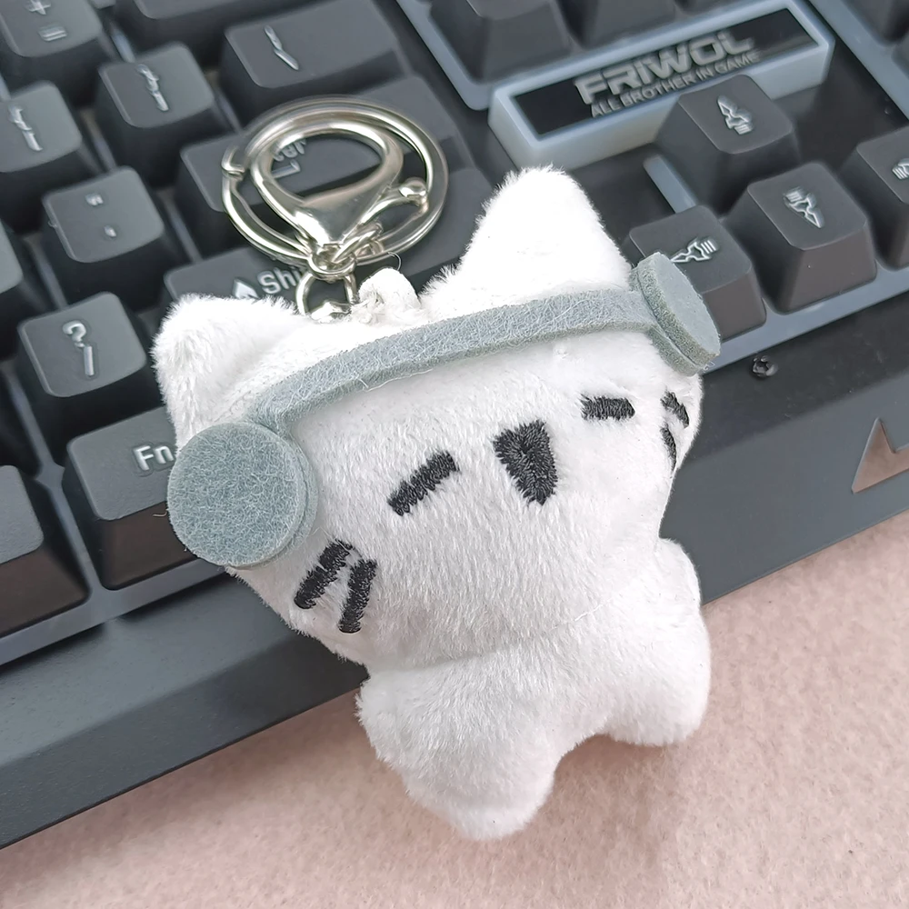 Cute Headphones Kitten Couple Keychain Mini Crying Cat Doll Plush Keyring Charms Backpack Decoration for Valentine's Day Gift