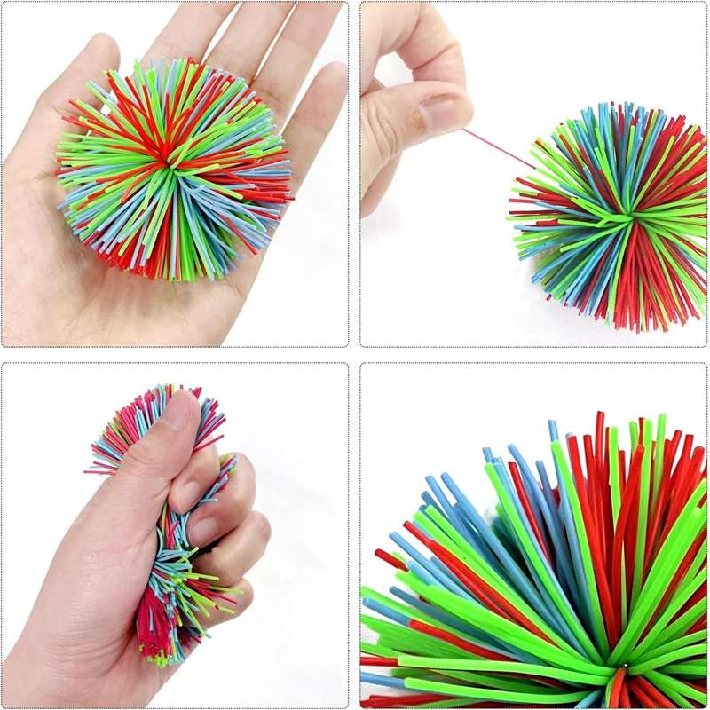 Affe Strähnige Bälle Weiche Regenbogen Pom Bouncy Squeeze Fidget Spielzeug für Kinder Erwachsene mit ADHS Autismus Party Gefälligkeiten Geburtstagsgeschenke