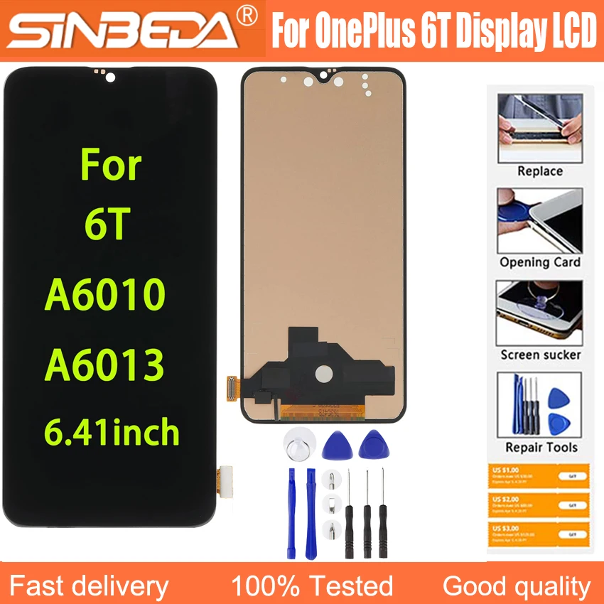 AMOLED For One Plus 6T 1+6T LCD Display Touch Screen For OnePlus6T A6000 A6003 A6010 A6013 Touch Screen Digitizer Panel Assembly