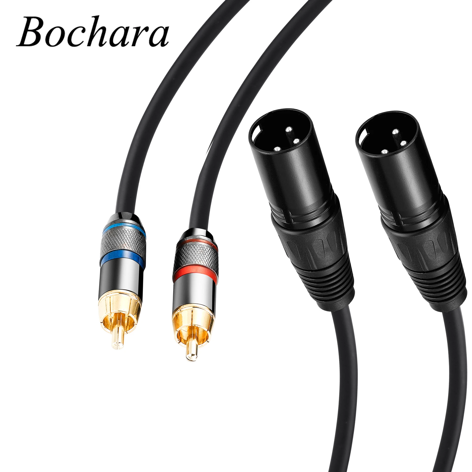 Bochara Dual XLR Male to Dual RCA  OFC Audio Cable Shileded For Amplifier Mixer Speakers