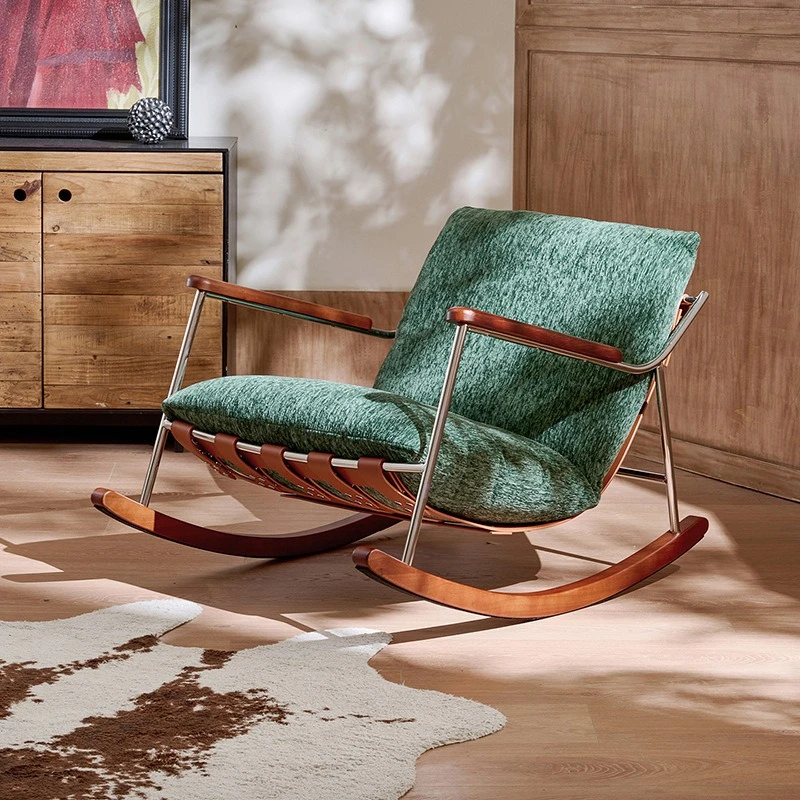 Sillón mecedora Fika para sala de estar, moderno, de lujo ligero, con funda extraíble y lavable, sofá de diseño reclinable individual.