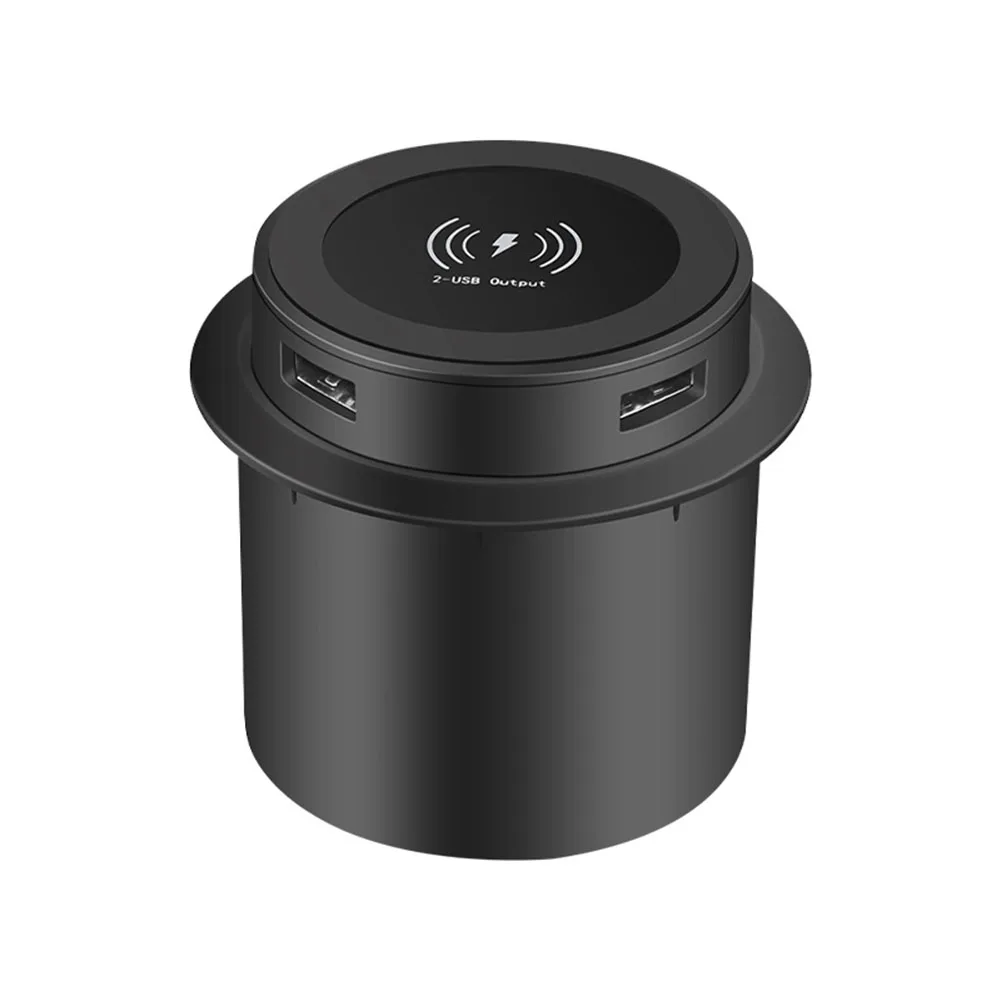 Caricabatterie wireless integrato da banco 3 in 1 con blocco nascosto e 2 prese USB 5V2A per integrazione di scrivania e mobili