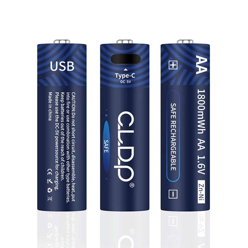 AA ni-ZN 1.6 فولت بطارية قابلة للشحن 1800mWh TYPE-C USB ni-ZN بطارية لبطارية لعبة قفل الباب الذكي