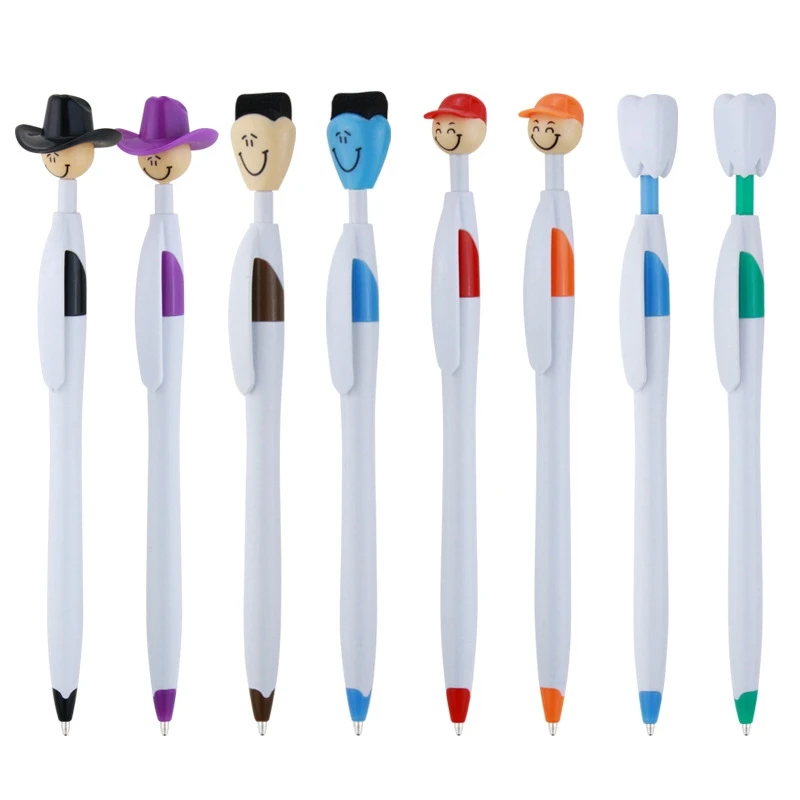 50Pcs Cute design cowboy hat teeth baseball hats ballpoint pen advertising gift pen, student learning office stationery