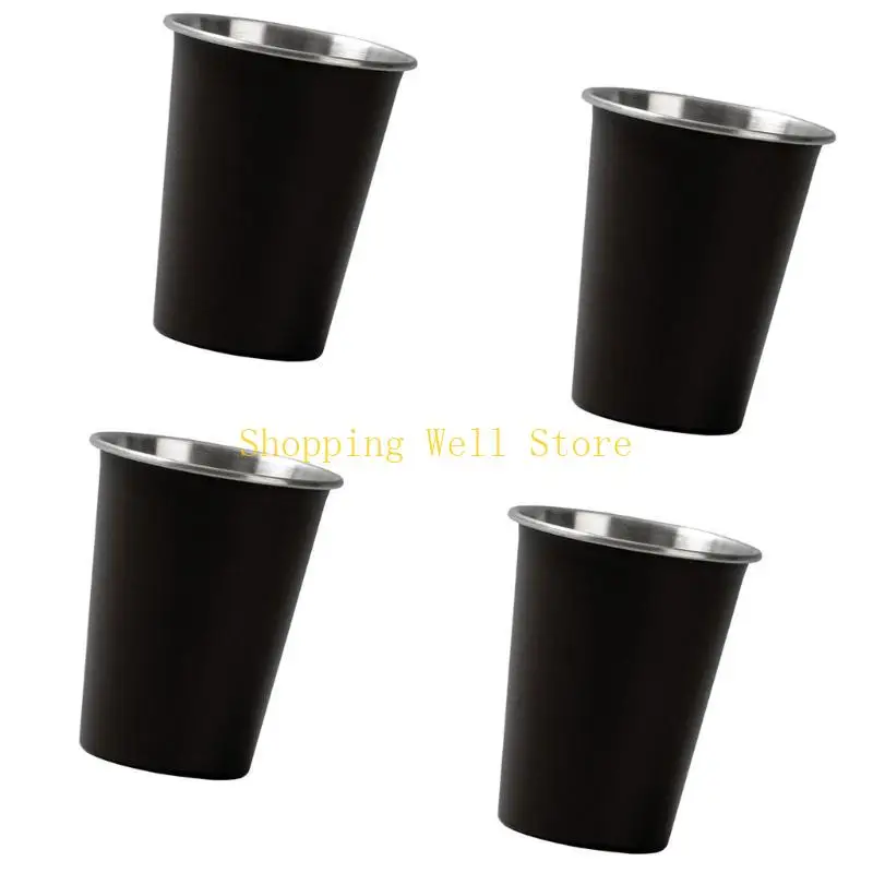 KX4B 4pcs 350 مل شاي قهوة الحليب البيرة القدح كوب التخييم القابل للتكديس كوب الشرب
