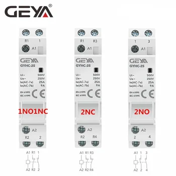 Geya Din Rail Gemonteerd Huishoudelijke Modulaire Ac Schakelaar Voor Smart Home Huis Hotel AC220V 2P 16A 20A 25A 2NC 2NO 1NO1NC 50/60Hz