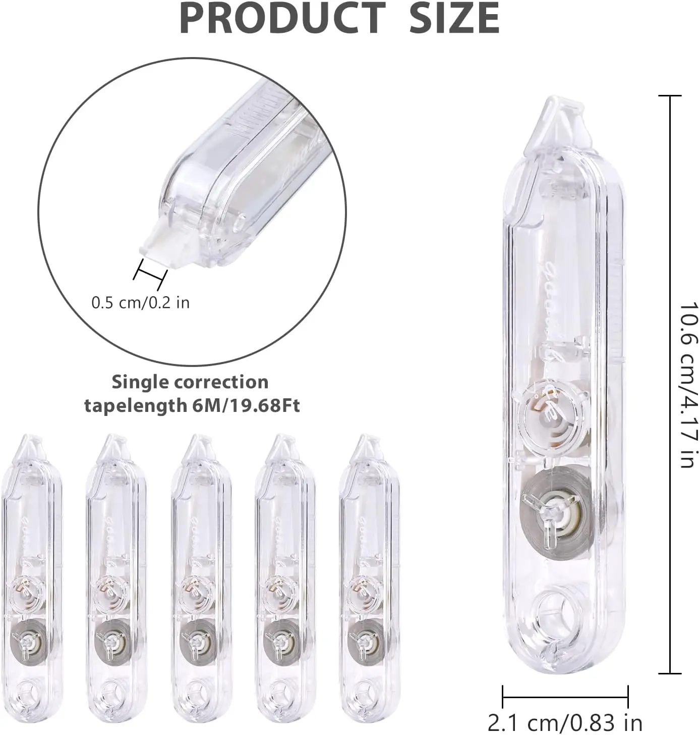 Cinta de corrección transparente, cinta de corrección de papelería de moda coreana, simplicidad de regreso a la escuela, 5 unids/set